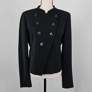 Max Mara Studio Double Breasted Black‎ Blazer Women's 12 FLAWS